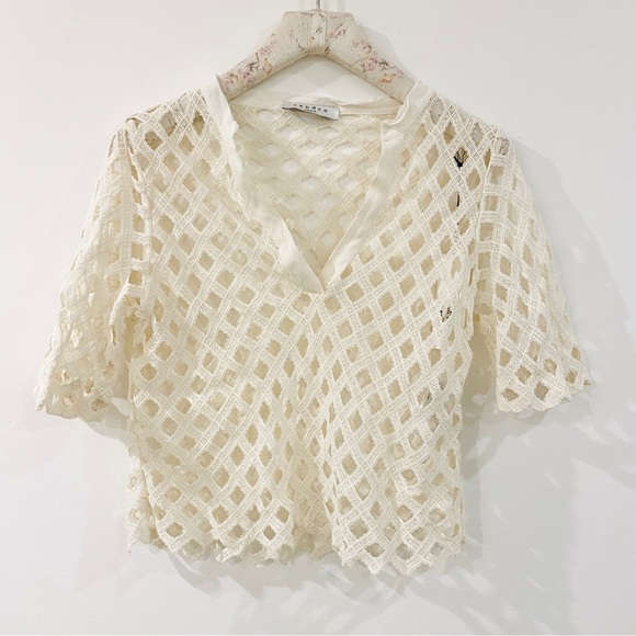 Sandro V-neck pattern lace top - Picture 1 of 12